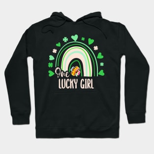 Leopard Tie Dye Rainbow Happy St Patricks Day One Lucky Girl Shamrock Hoodie